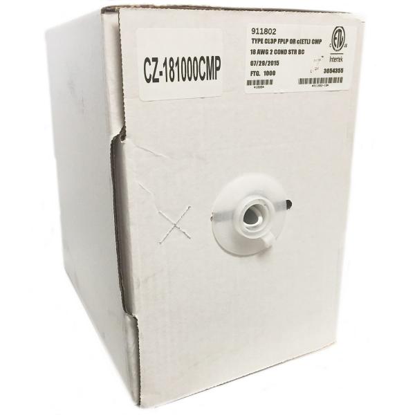 1000 ft. 18AWG Speaker Wire - 2 Conductor - CMP/CL3P Fire Rated - Whit ...