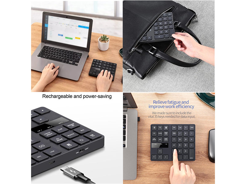35 Keys 2.4Ghz Wireless Rechargeable battery Numeric Keypad Keyboard_B ...